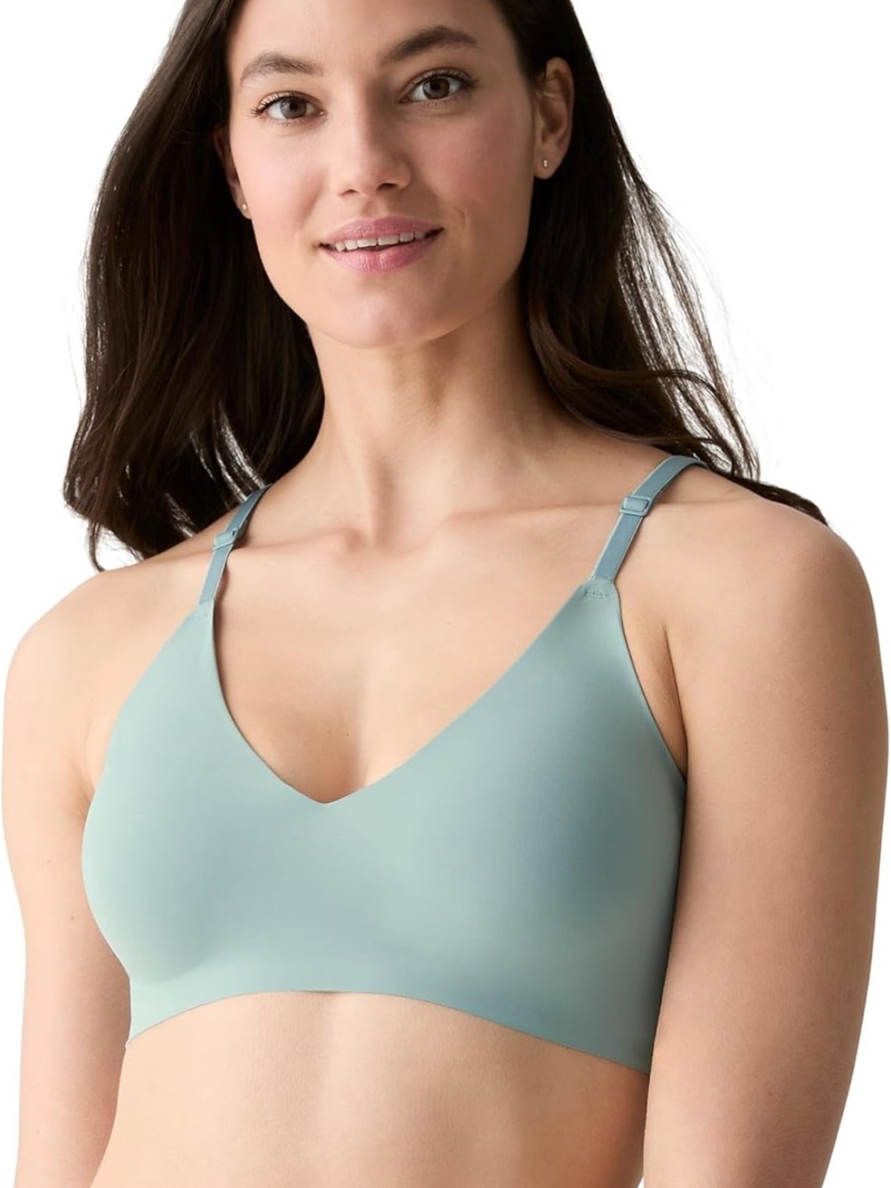 True & Co. True Everybody Boost Plunge Wireless Bra Sea Blue Size L